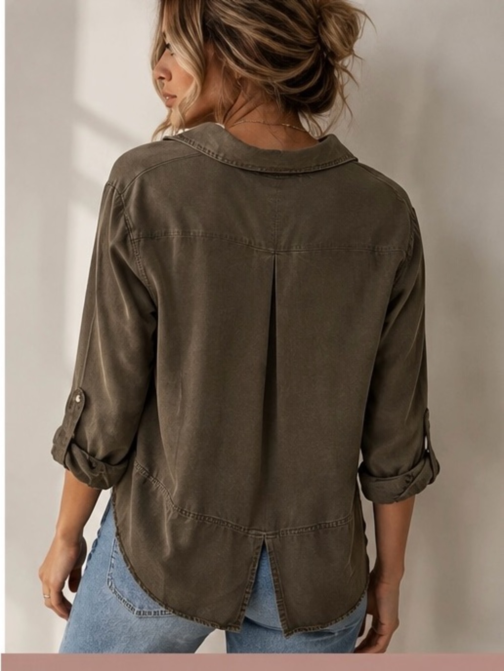 Thread & Supply Olive Green Button-Front Shirt - Picture 2 of 6